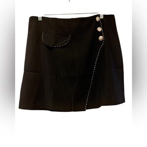 SHEIN Black Mini Skirt with Button Accents